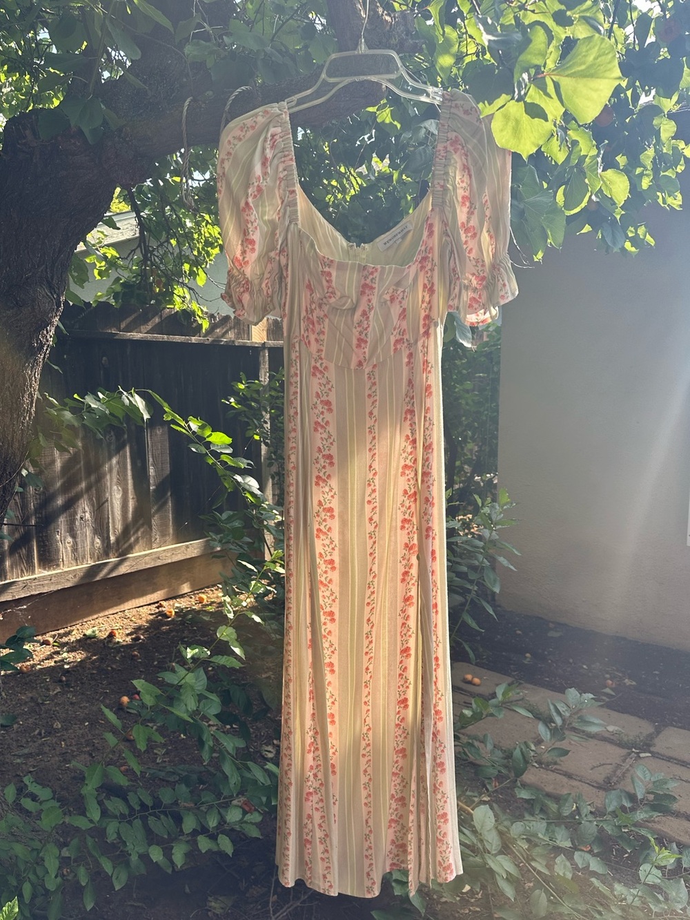 WeWoreWhat Cream Maxi Dress with Pink Floral Stripes